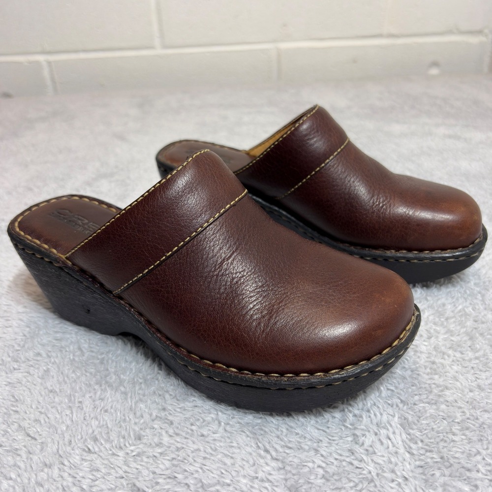 Canyon River Blues Lima Clogs Women 7M Brown Leather Platform Wedge Mules 84061